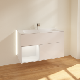 Тумба под раковину Villeroy & Boch Finion 99,6х49,8 см с подсветкой МДФ глянцевый белый лак/антрацит матовый лак G030GKGF