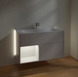 Тумба под раковину Villeroy & Boch Finion 99,6х49,8 см с подсветкой МДФ светло-серый матовый лак/антрацит матовый лак G030GKGJ