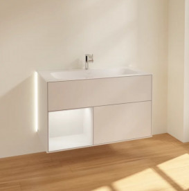 Тумба под раковину Villeroy & Boch Finion 99,6х49,8 см с подсветкой МДФ светло-серый матовый лак/антрацит матовый лак G030GKGJ