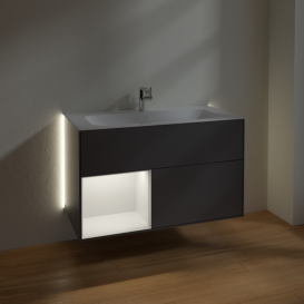 Тумба под раковину Villeroy & Boch Finion 99,6х49,8 см с подсветкой МДФ антрацит матовый лак G030GKGK