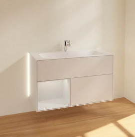 Тумба под раковину Villeroy & Boch Finion 99,6х49,8 см с подсветкой МДФ светло-серый матовый лак/белый матовый лак G030MTGJ