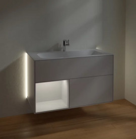Тумба под раковину Villeroy & Boch Finion 99,6х49,8 см с подсветкой МДФ светло-серый матовый лак/белый матовый лак G030MTGJ