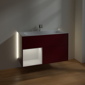 Тумба под раковину Villeroy & Boch Finion 99,6х49,8 см с подсветкой МДФ пион матовый лак/белый матовый лак G030MTHB