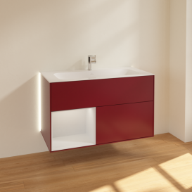 Тумба под раковину Villeroy & Boch Finion 99,6х49,8 см с подсветкой МДФ пион матовый лак/белый матовый лак G030MTHB