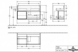 Тумба под раковину Villeroy & Boch Finion 99,6х49,8 см с подсветкой МДФ антрацит матовый лак/черный матовый лак G030PDGK