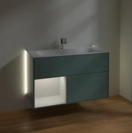 Тумба под раковину Villeroy & Boch Finion 99,6х49,8 см с подсветкой МДФ оливковый матовый лак/глянцевый белый лак G030GFGM