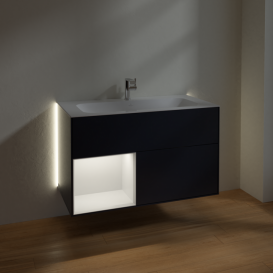 Тумба под раковину Villeroy & Boch Finion 99,6х49,8 см с подсветкой МДФ темно-синий матовый лак/светло-серый матовый лак G030GJHG