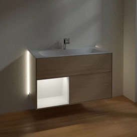 Тумба под раковину Villeroy & Boch Finion 99,6х49,8 см с подсветкой ДСП шпон дуба/светло-серый матовый лак G030GJPC