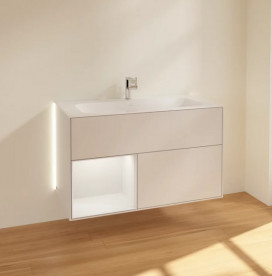 Тумба під раковину Villeroy & Boch Finion 99,6х49,8 см з підсвічуванням МДФ світло-сірий матовий лак/пісок матовий лак G030HHGJ