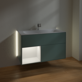 Тумба под раковину Villeroy & Boch Finion 99,6х49,8 см с подсветкой МДФ оливковый матовый лак/песок матовый лак G030HHGM