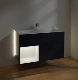 Тумба під раковину Villeroy & Boch Finion 99,6х49,8 см з підсвічуванням МДФ темно-синій матовий лак/пісок матовий лак G030HHHG