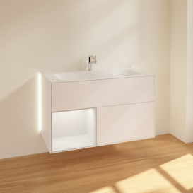 Тумба під раковину Villeroy & Boch Finion 99,6х49,8 см з підсвічуванням МДФ білий матовий лак/пісок матовий лак G030HHMT