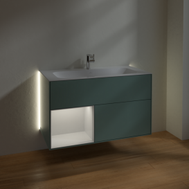 Тумба под раковину Villeroy & Boch Finion 99,6х49,8 см с подсветкой МДФ оливковый матовый лак/белый матовый лак G030MTGM