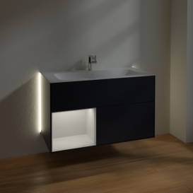 Тумба под раковину Villeroy & Boch Finion 99,6х49,8 см с подсветкой МДФ темно-синий матовый лак/белый матовый лак G030MTHG
