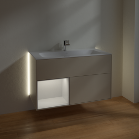 Тумба под раковину Villeroy & Boch Finion 99,6х49,8 см с подсветкой МДФ песок матовый лак/белый матовый лак G030MTHH