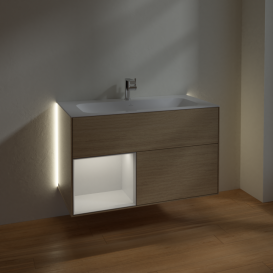 Тумба под раковину Villeroy & Boch Finion 99,6х49,8 см с подсветкой ДСП шпон дуба/белый матовый лак G030MTPC