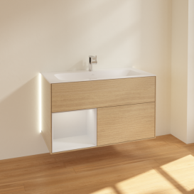 Тумба под раковину Villeroy & Boch Finion 99,6х49,8 см с подсветкой ДСП шпон дуба/белый матовый лак G030MTPC