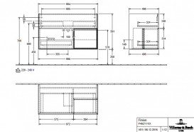 Тумба под раковину Villeroy & Boch Finion 99,6х49,8 см с подсветкой ДСП шпон дуба/темно-синий матовый лак F040HGPC