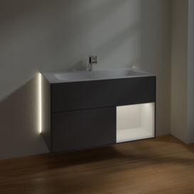 Тумба под раковину Villeroy & Boch Finion 99,6х49,8 см с подсветкой МДФ антрацит матовый лак/глянцевый белый лак G040GFGK
