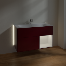 Тумба під раковину Villeroy & Boch Finion 99,6х49,8 см з підсвічуванням МДФ півонія матовий лак/глянсовий білий лак G040GFHB