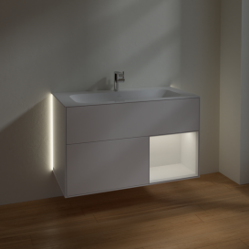 Тумба под раковину Villeroy & Boch Finion 99,6х49,8 см с подсветкой МДФ белый матовый лак/глянцевый белый лак G040GFMT