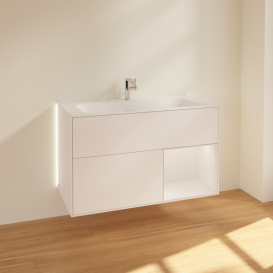 Тумба под раковину Villeroy & Boch Finion 99,6х49,8 см с подсветкой МДФ белый матовый лак/глянцевый белый лак G040GFMT