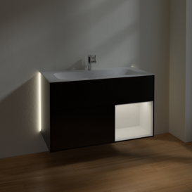 Тумба под раковину Villeroy & Boch Finion 99,6х49,8 см с подсветкой МДФ черный матовый лак/глянцевый белый лак G040GFPD