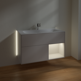 Тумба под раковину Villeroy & Boch Finion 99,6х49,8 см с подсветкой МДФ глянцевый белый лак/светло-серый матовый лак G040GJGF