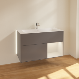 Тумба под раковину Villeroy & Boch Finion 99,6х49,8 см с подсветкой МДФ антрацит матовый лак/светло-серый матовый лак G040GJGK