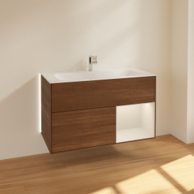 Тумба под раковину Villeroy & Boch Finion 99,6х49,8 см с подсветкой ДСП шпон грецкого ореха/светло-серый матовый лак G040GJGN