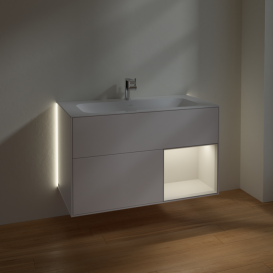 Тумба под раковину Villeroy & Boch Finion 99,6х49,8 см с подсветкой МДФ белый матовый лак/светло-серый матовый лак G040GJMT