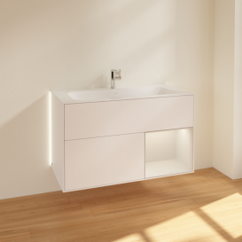 Тумба под раковину Villeroy & Boch Finion 99,6х49,8 см с подсветкой МДФ белый матовый лак/светло-серый матовый лак G040GJMT