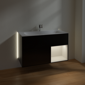 Тумба под раковину Villeroy & Boch Finion 99,6х49,8 см с подсветкой МДФ черный матовый лак/светло-серый матовый лак G040GJPD