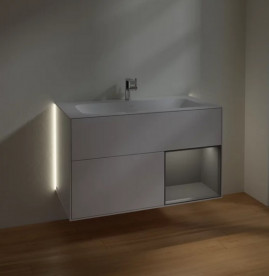 Тумба под раковину Villeroy & Boch Finion 99,6х49,8 см с подсветкой МДФ глянцевый белый лак/антрацит матовый лак G040GKGF