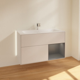 Тумба під раковину Villeroy & Boch Finion 99,6х49,8 см з підсвічуванням МДФ світло-сірий матовий лак/антрацит матовий лак G040GKGJ