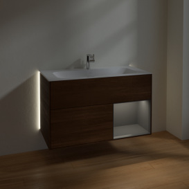 Тумба под раковину Villeroy & Boch Finion 99,6х49,8 см с подсветкой ДСП шпон грецкого ореха/антрацит матовый лак G040GKGN