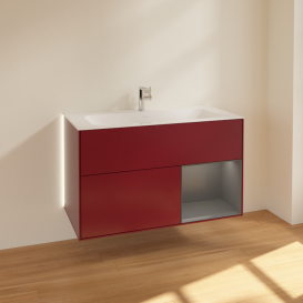 Тумба под раковину Villeroy & Boch Finion 99,6х49,8 см с подсветкой МДФ пион матовый лак/антрацит матовый лак G040GKHB