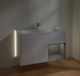 Тумба под раковину Villeroy & Boch Finion 99,6х49,8 см с подсветкой МДФ белый матовый лак/антрацит матовый лак G040GKMT