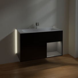 Тумба под раковину Villeroy & Boch Finion 99,6х49,8 см с подсветкой МДФ черный матовый лак/антрацит матовый лак G040GKPD