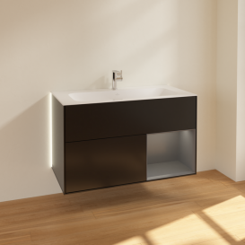 Тумба под раковину Villeroy & Boch Finion 99,6х49,8 см с подсветкой МДФ черный матовый лак/антрацит матовый лак G040GKPD