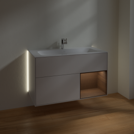 Тумба под раковину Villeroy & Boch Finion 99,6х49,8 см с подсветкой МДФ светло-серый матовый лак/шпон грецкого ореха G040GNGJ