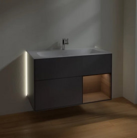 Тумба под раковину Villeroy & Boch Finion 99,6х49,8 см с подсветкой МДФ антрацит матовый лак/шпон грецкого ореха G040GNGK