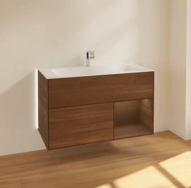 Тумба под раковину Villeroy & Boch Finion 99,6х49,8 см с подсветкой ДСП шпон грецкого ореха G040GNGN