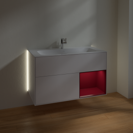 Тумба под раковину Villeroy & Boch Finion 99,6х49,8 см с подсветкой МДФ глянцевый белый лак/пион матовый лак G040HBGF