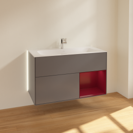 Тумба под раковину Villeroy & Boch Finion 99,6х49,8 см с подсветкой МДФ антрацит матовый лак/пион матовый лак G040HBGK