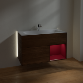 Тумба под раковину Villeroy & Boch Finion 99,6х49,8 см с подсветкой ДСП шпон грецкого ореха/пион матовый лак G040HBGN