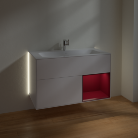 Тумба под раковину Villeroy & Boch Finion 99,6х49,8 см с подсветкой МДФ белый матовый лак/пион матовый лак G040HBMT