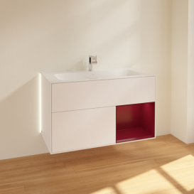 Тумба под раковину Villeroy & Boch Finion 99,6х49,8 см с подсветкой МДФ белый матовый лак/пион матовый лак G040HBMT