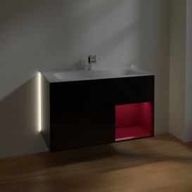 Тумба под раковину Villeroy & Boch Finion 99,6х49,8 см с подсветкой МДФ черный матовый лак/пион матовый лак G040HBPD