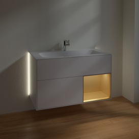 Тумба под раковину Villeroy & Boch Finion 99,6х49,8 см с подсветкой МДФ глянцевый белый лак/золотой матовый лак G040HFGF